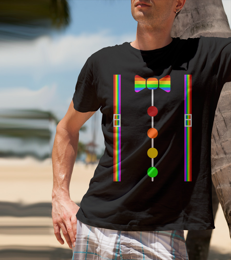 Clown Tie Rainbow Bowtie Suspenders Costume Circus Carnival T-Shirt