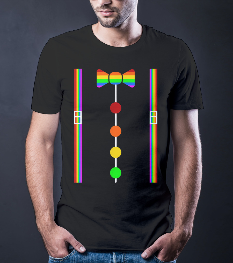 Clown Tie Rainbow Bowtie Suspenders Costume Circus Carnival T-Shirt