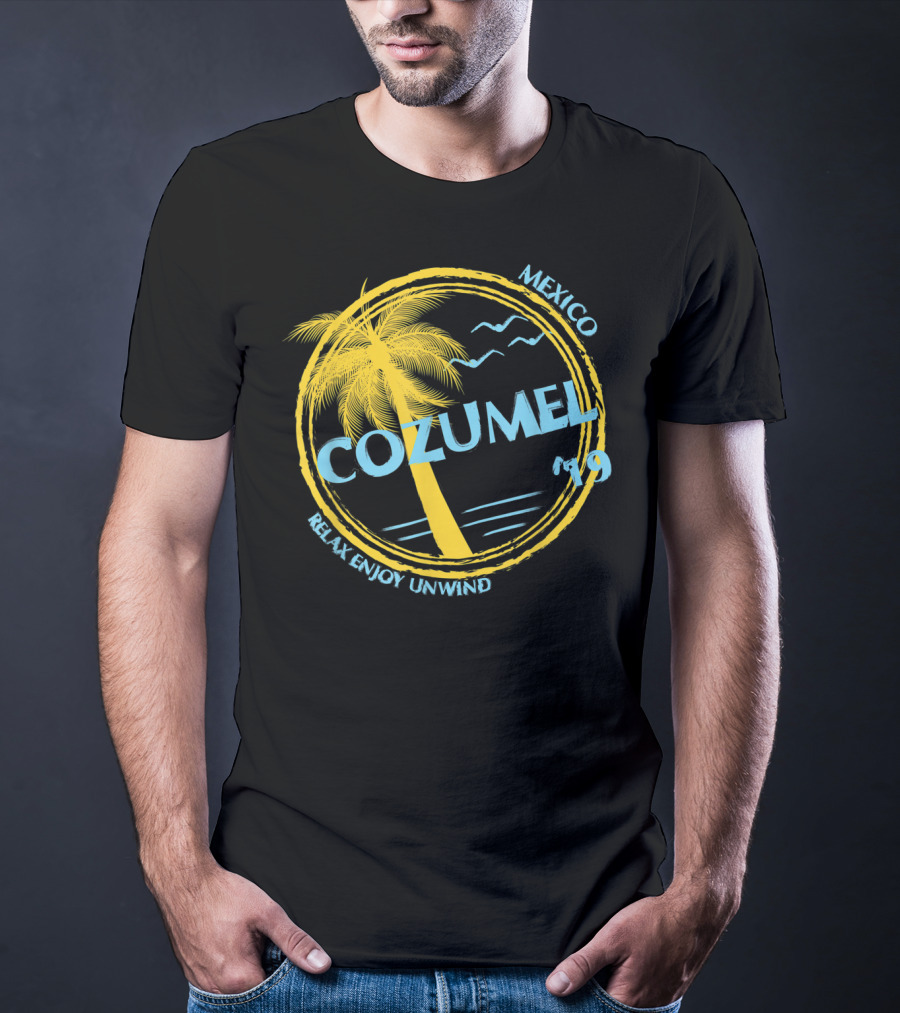 Cozumel Mexico Relax Enjoy Unwind Palm Tree 79 Spring Brea Souvenir T-Shirt