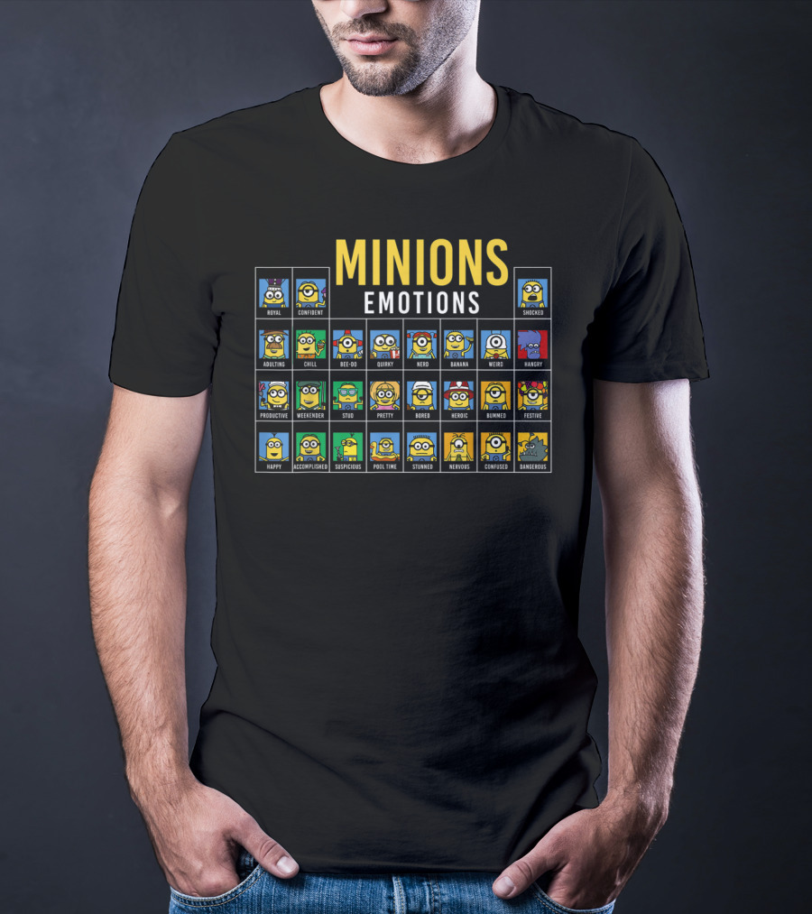 Minions Emotions Chart Featuring Despicable Me Characters T-Shirt