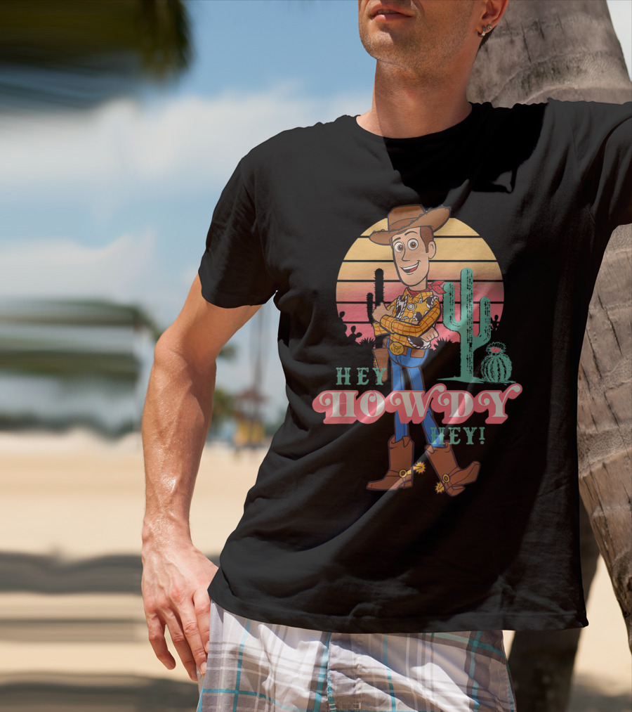 Disney Pixar Toy Story 4 Woody Hey Howdy Hey Sunset Desert Scene T-Shirt