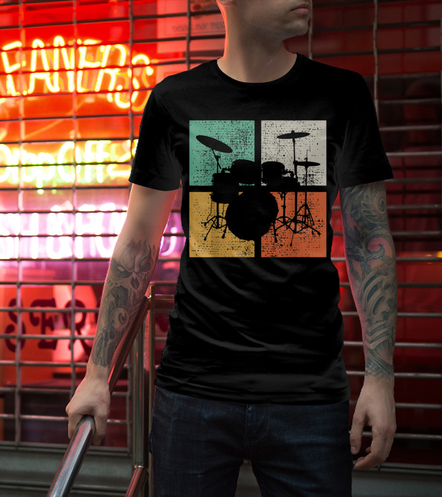 Drummer Drumline Drumset Retro Drum Kit T-Shirt