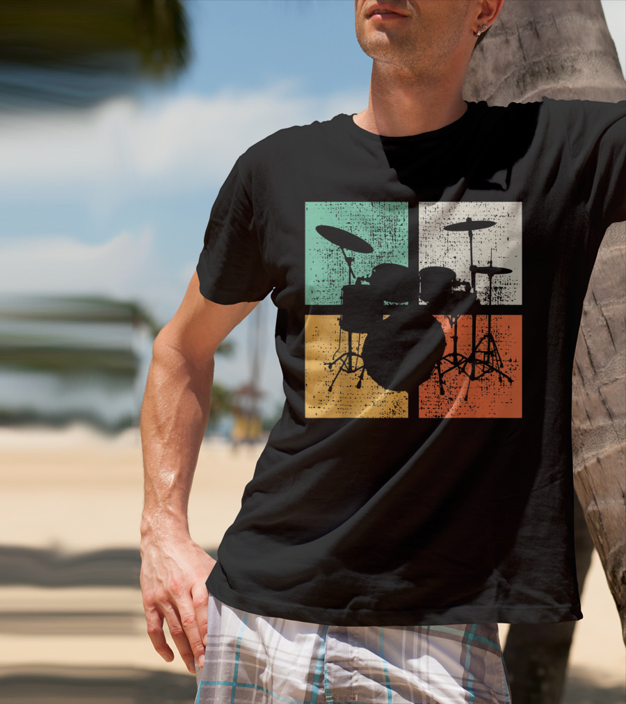 Drummer Drumline Drumset Retro Drum Kit T-Shirt