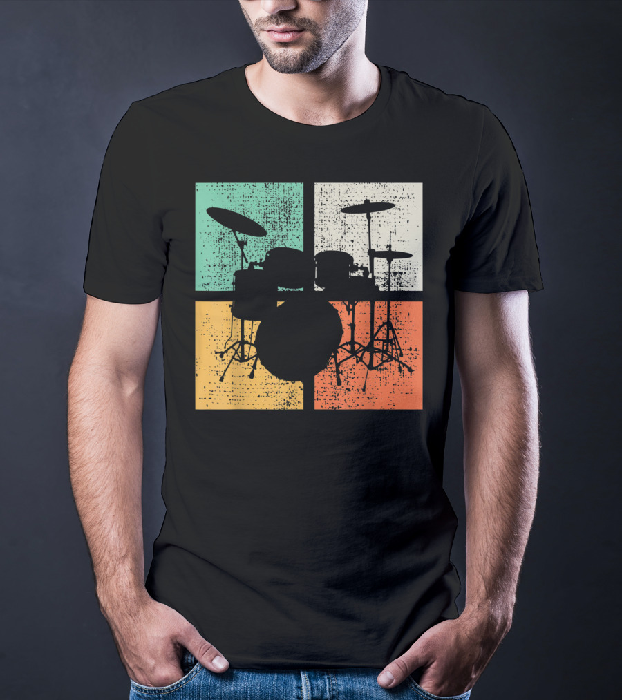 Drummer Drumline Drumset Retro Drum Kit T-Shirt