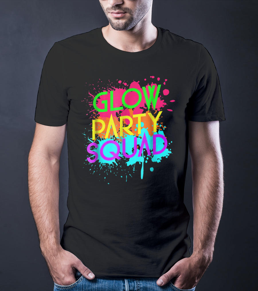 Glow Party Squad Neon Effect Splash Colors T-Shirt