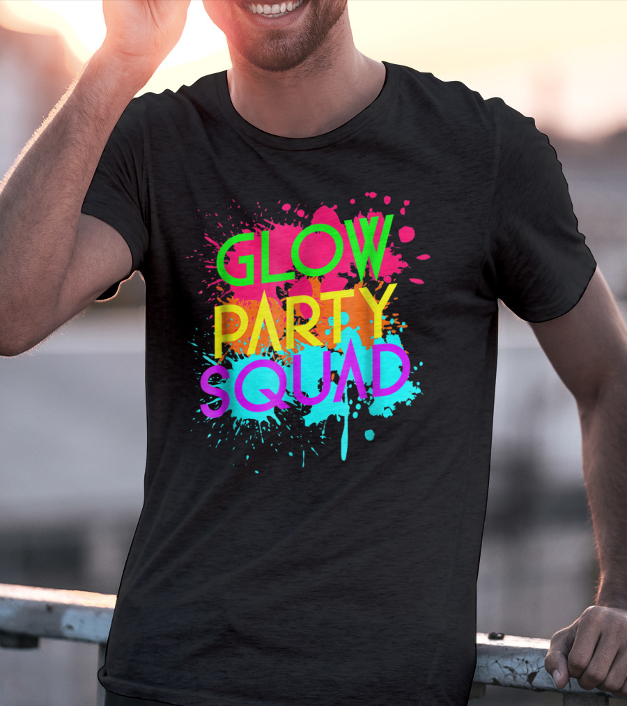 Glow Party Squad Neon Effect Splash Colors T-Shirt