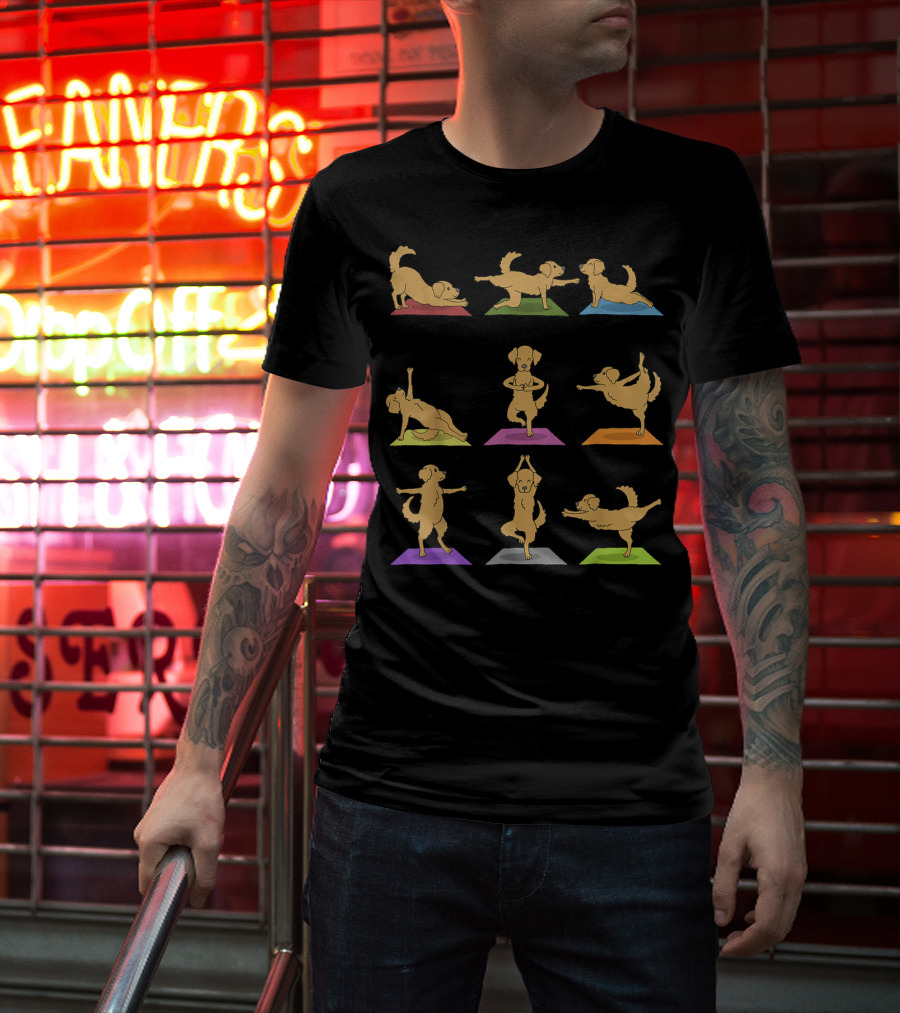 Golden Retriever Yoga Poses Funny Dogs In Yoga T-Shirt