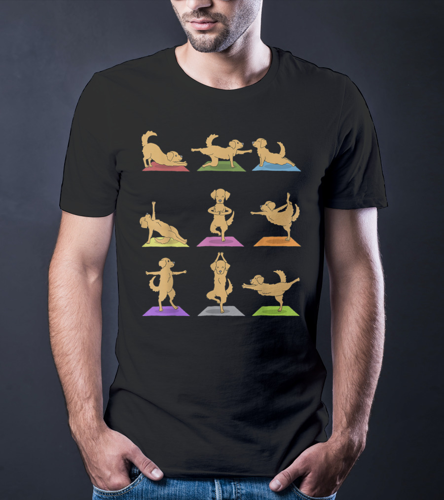 Golden Retriever Yoga Poses Funny Dogs In Yoga T-Shirt