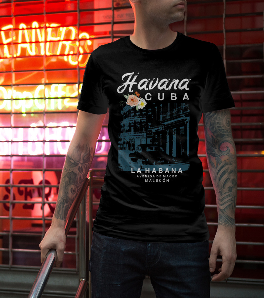 Havana Cuba La Habana Avenida De Maceo Malecón Vintage Travel T-Shirt