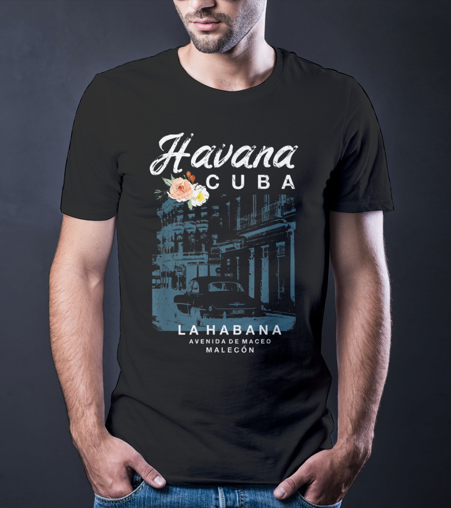 Havana Cuba La Habana Avenida De Maceo Malecón Vintage Travel T-Shirt
