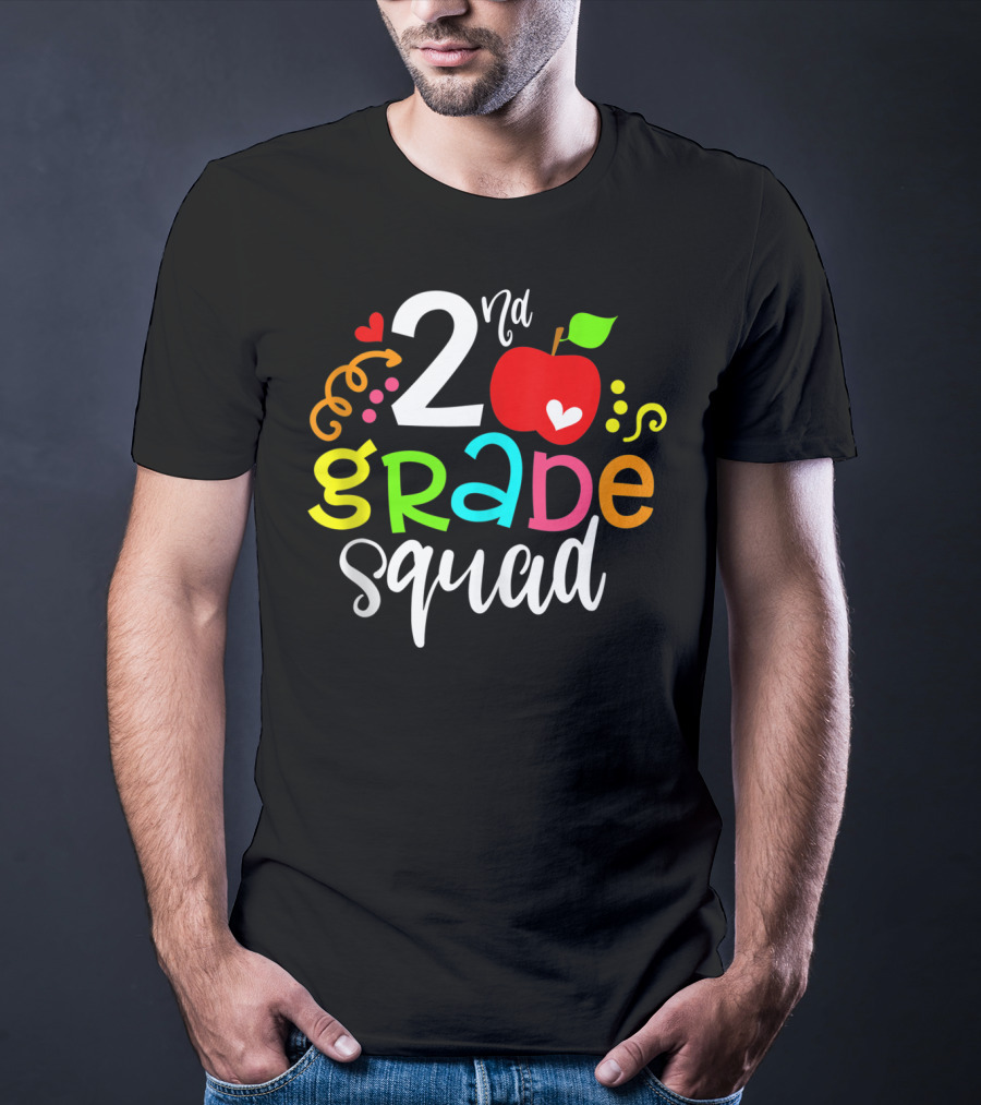 2nd Grade Squad Apple Graphic Second Grade Team T-Shirt