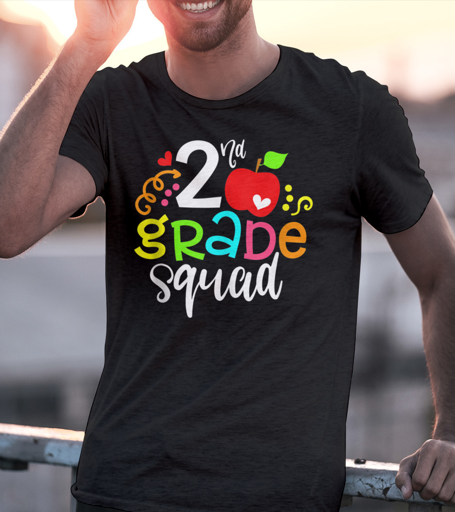 2nd Grade Squad Apple Graphic Second Grade Team T-Shirt