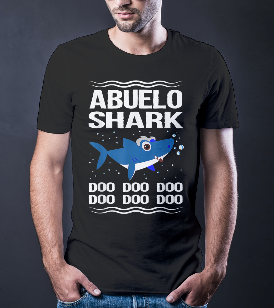 Abuelo Shark Doo Doo Doo Song Meme Grandpa Shark With Bubbles T-Shirt