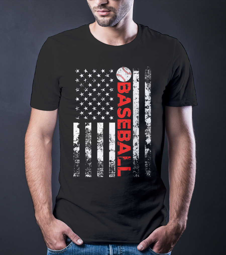 American Flag Baseball Stripes T-Shirt