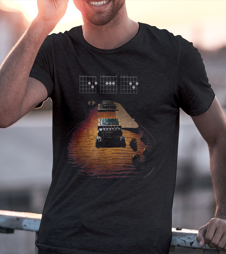 Dad Guitar Chord Diagram Les Paul Electric T-Shirt