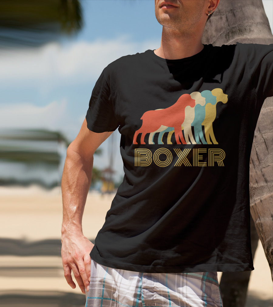 Boxer Dog Breed Vintage Colorful T-Shirt