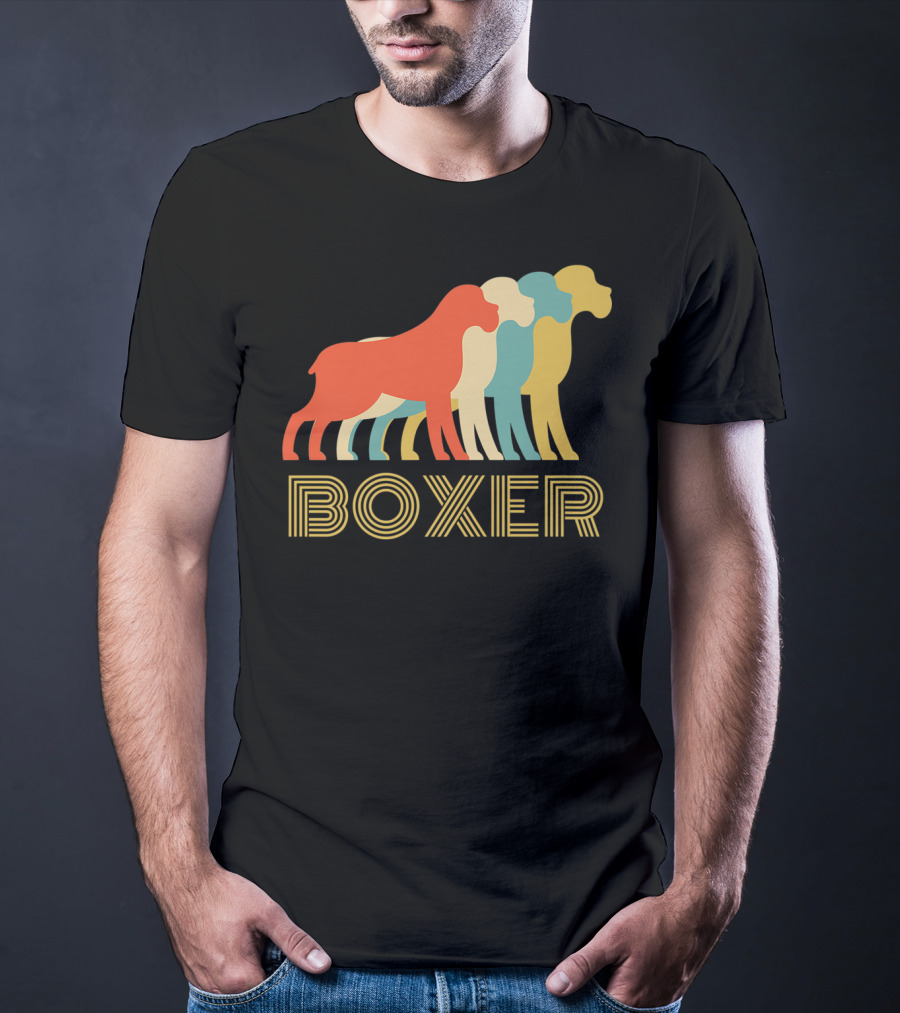 Boxer Dog Breed Vintage Colorful T-Shirt