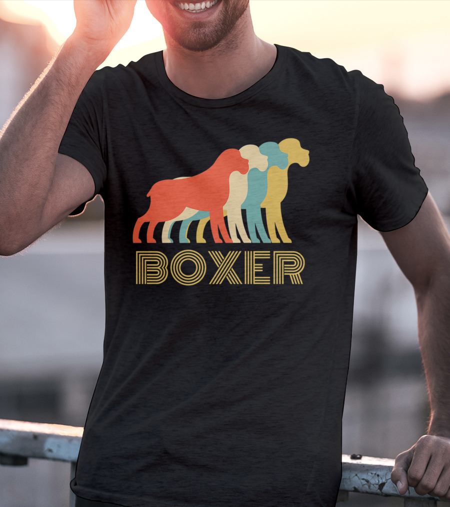 Boxer Dog Breed Vintage Colorful T-Shirt