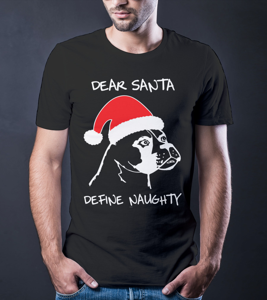 Dear Santa Define Naughty Boxer Funny Ugly Xmas Dog Lovers T-Shirt