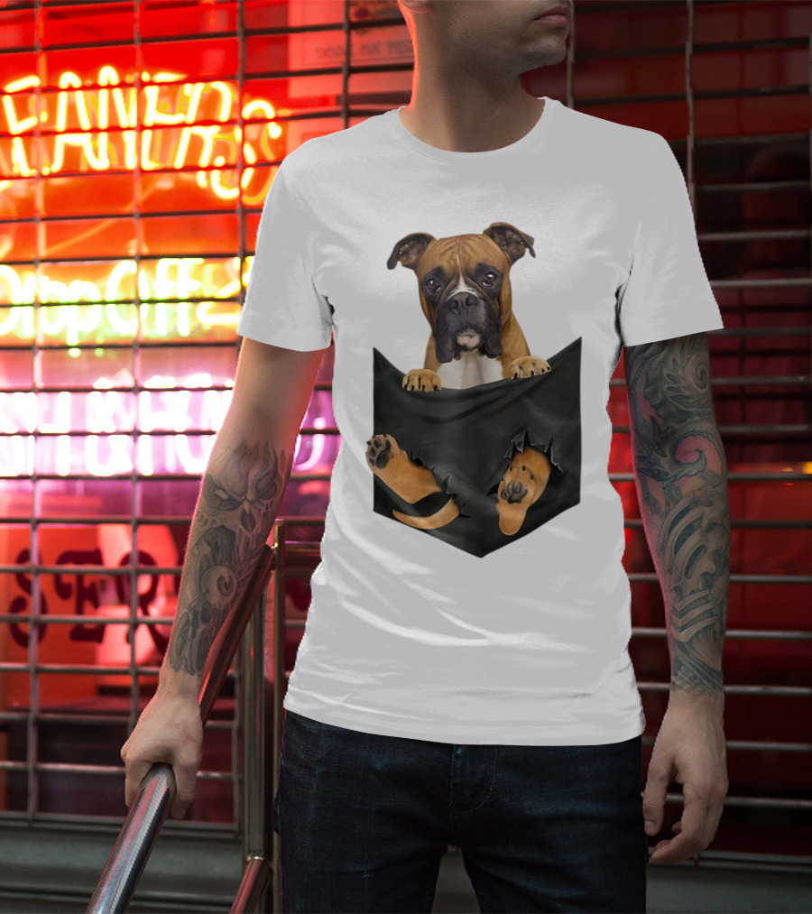 Boxer Puppy In Pocket Boxer Lover T-Shirt