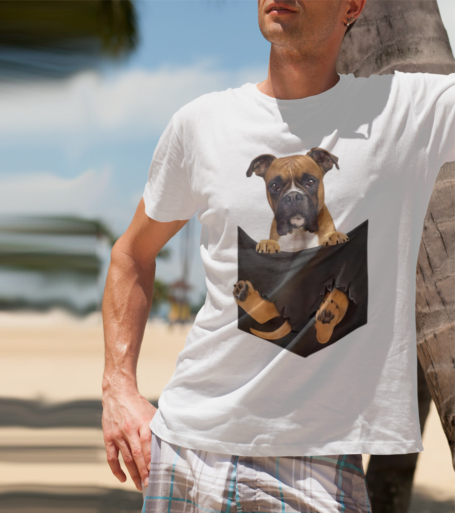 Boxer Puppy In Pocket Boxer Lover T-Shirt