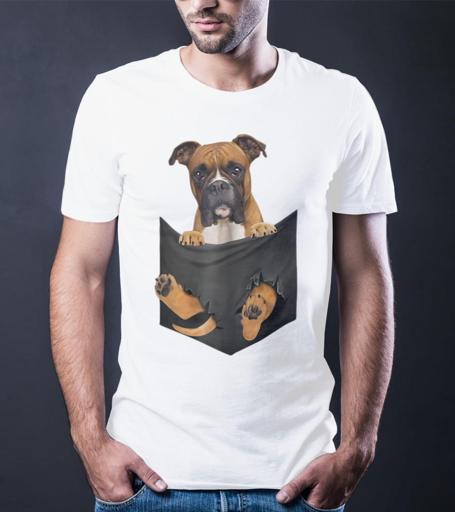Boxer Puppy In Pocket Boxer Lover T-Shirt