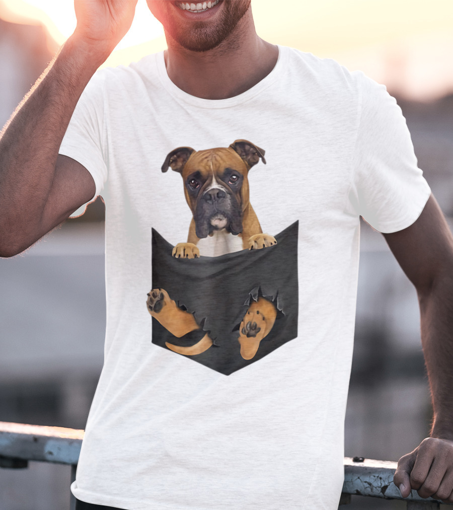Boxer Puppy In Pocket Boxer Lover T-Shirt
