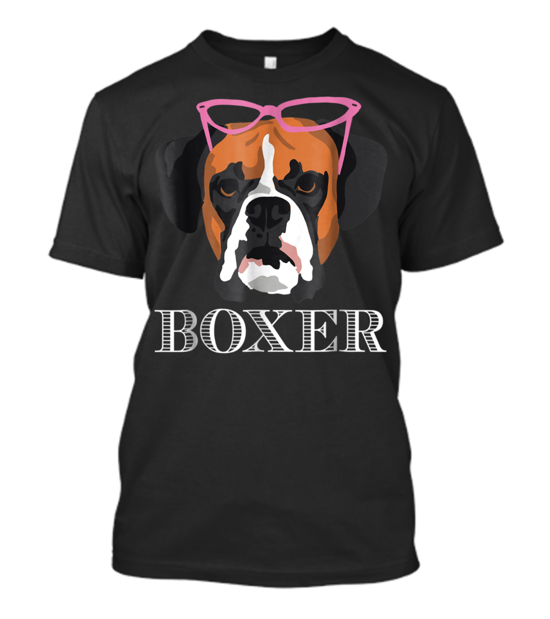 Boxer Dog Wearing Pink Glasses T-Shirt