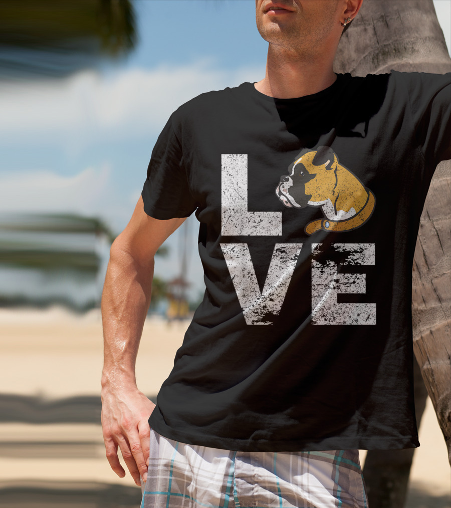 LOVE Boxer Dog Head Funny Dog Lovers T-Shirt