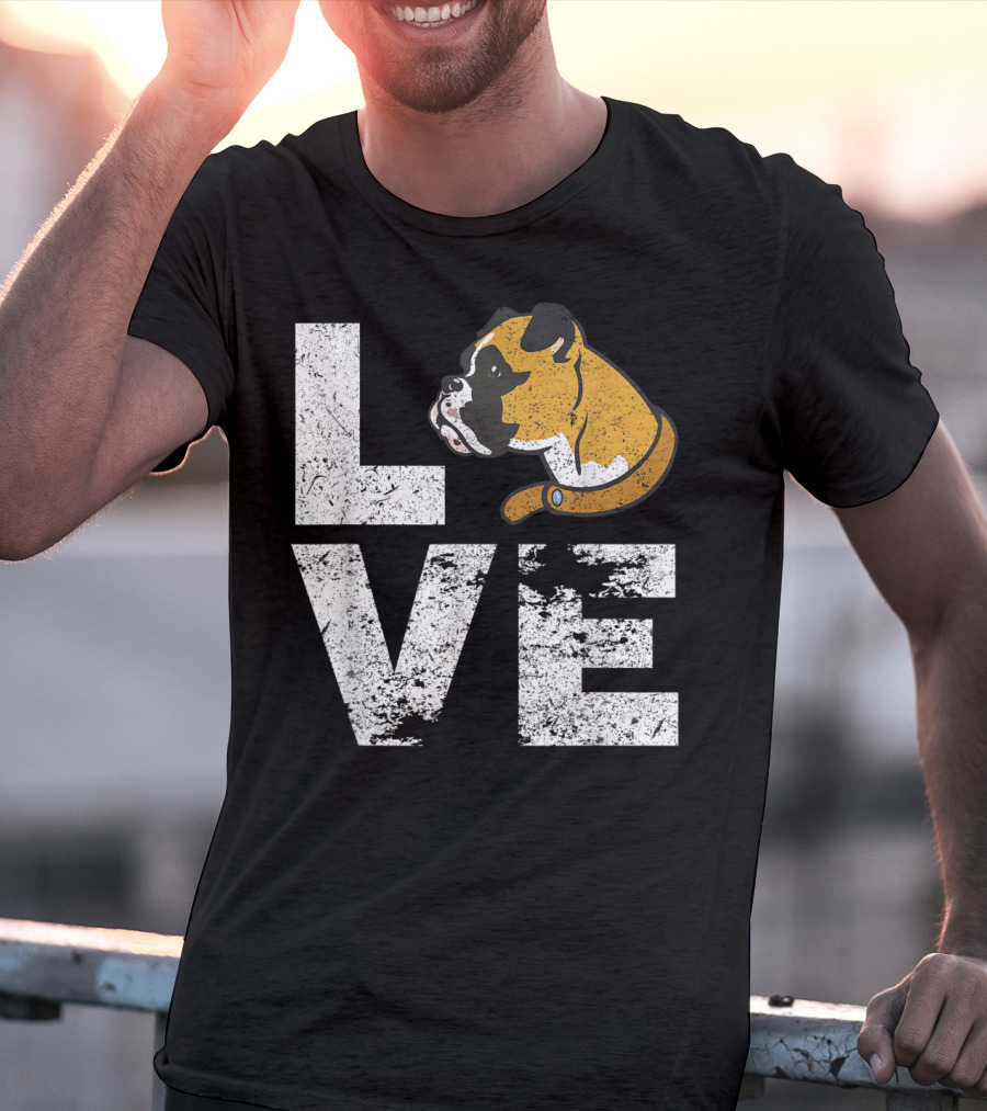LOVE Boxer Dog Head Funny Dog Lovers T-Shirt
