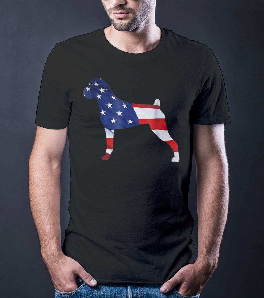 American Flag Boxer Dog Novelty T-Shirt