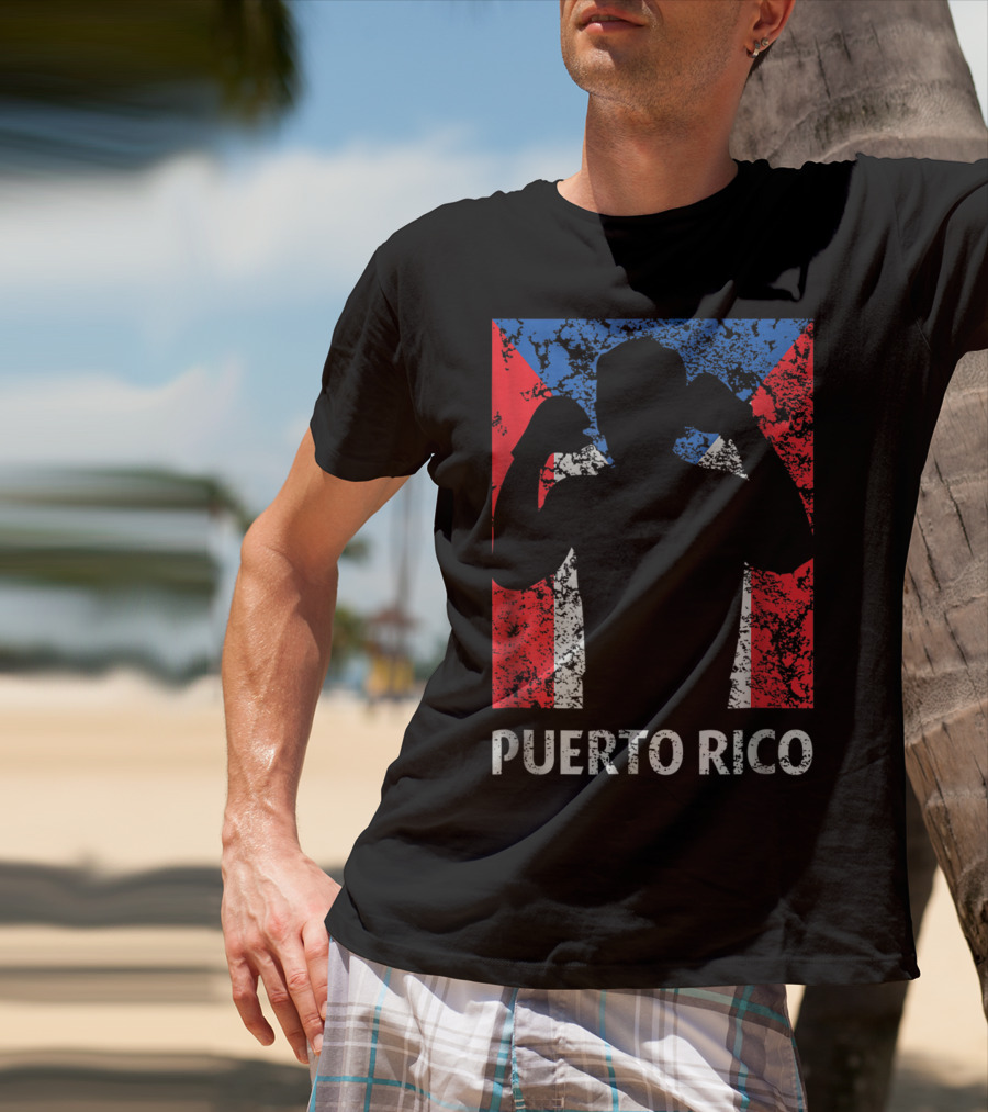Puerto Rico Flag Boxer Silhouette Pride T-Shirt