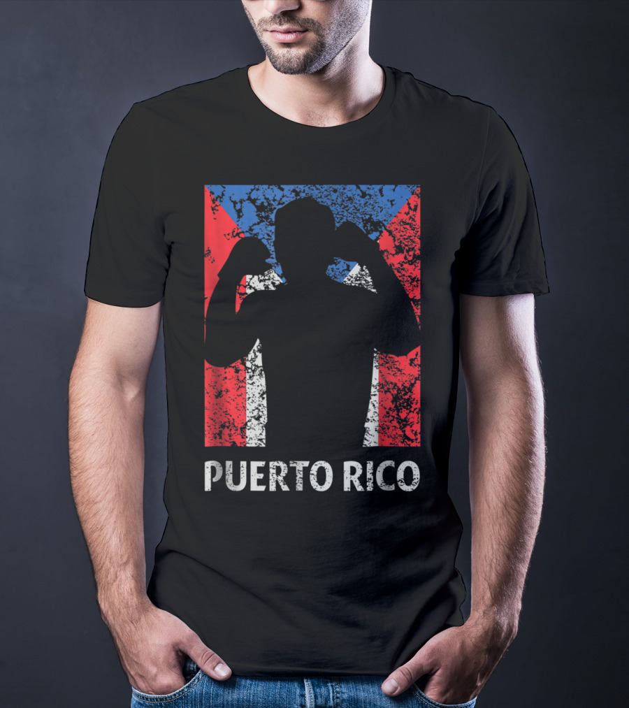 Puerto Rico Flag Boxer Silhouette Pride T-Shirt