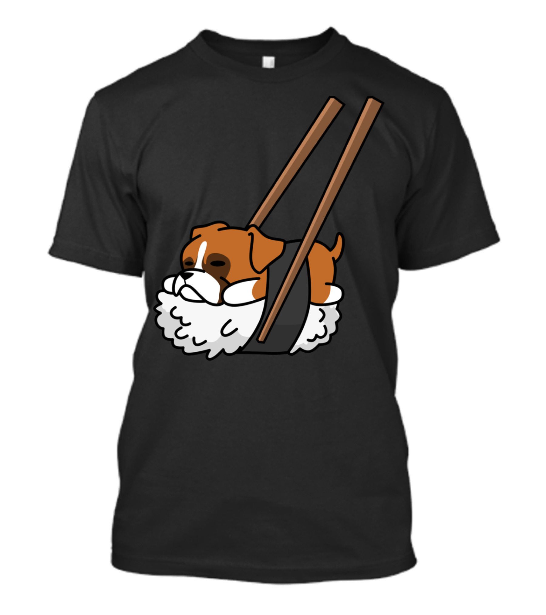 Boxer Dog Sushi With Funny Chopsticks T-Shirt