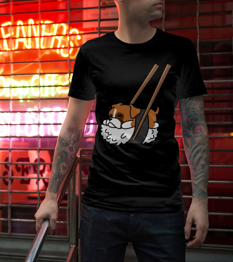 Boxer Dog Sushi With Funny Chopsticks T-Shirt