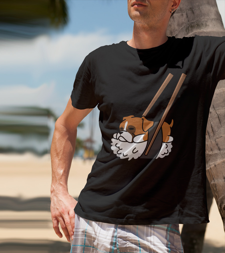 Boxer Dog Sushi With Funny Chopsticks T-Shirt