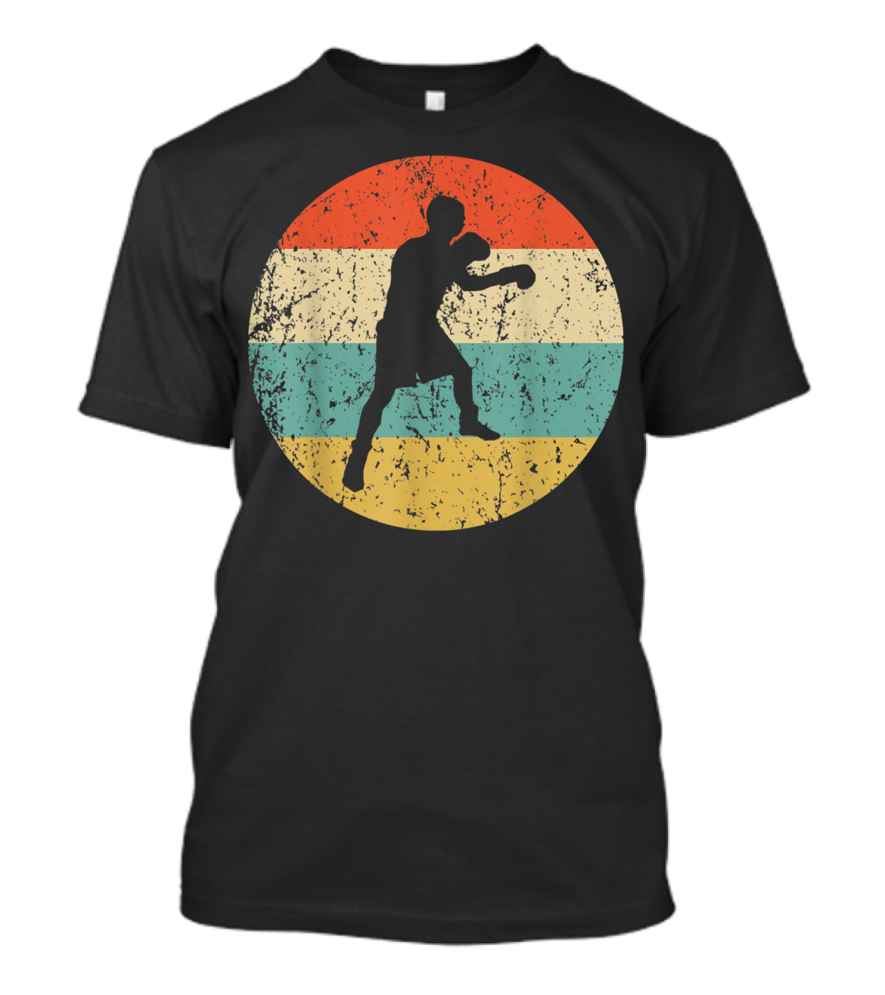 Boxing Vintage Boxer Silhouette Retro Circle Stripes T-Shirt