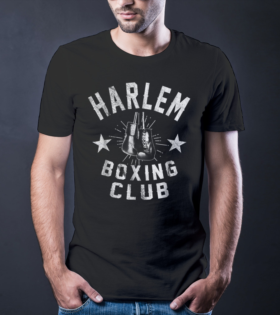 Harlem Boxing Club Vintage Distressed Boxer Gloves With Stars T-Shirt