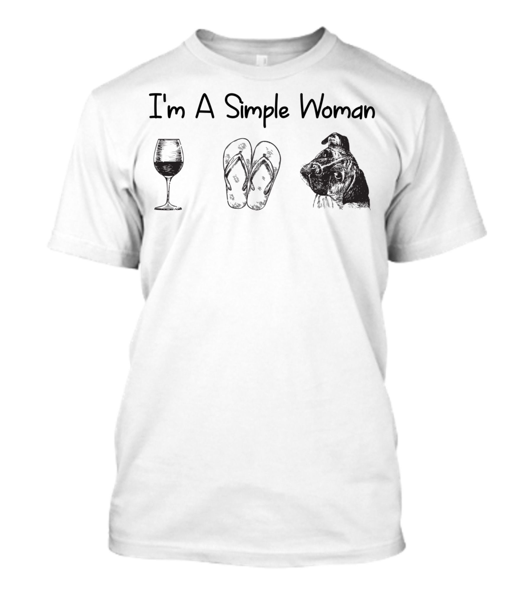 I'm A Simple Woman Wine Flip Flops Boxer T-Shirt