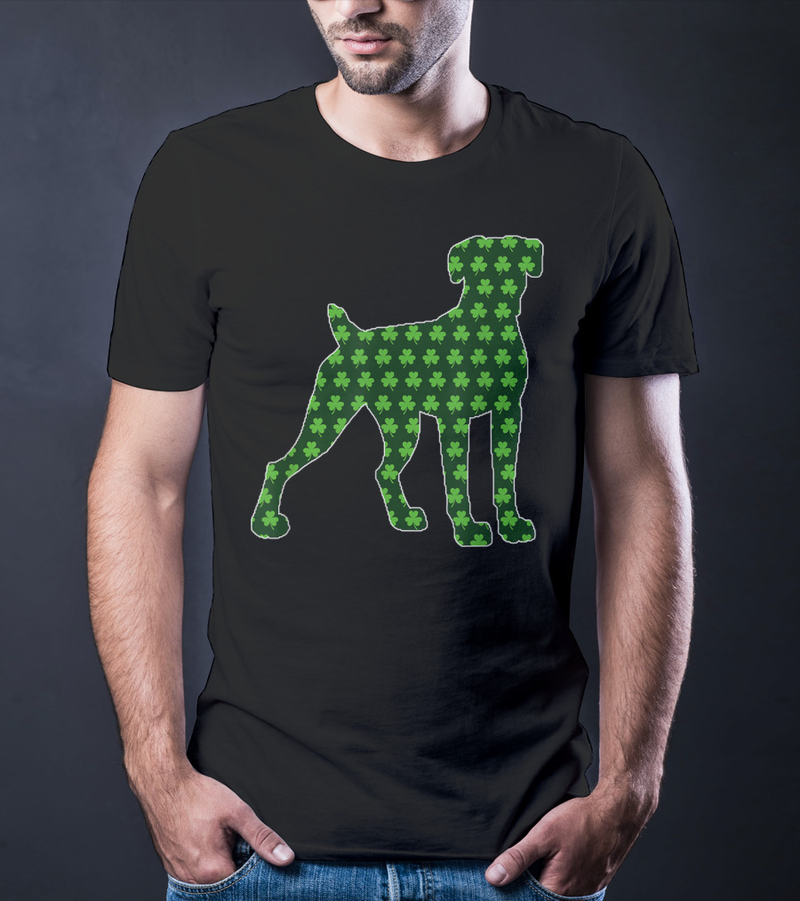 St Patrick's Day Lucky Irish Boxer Dog With Shamrock T-Shirt
