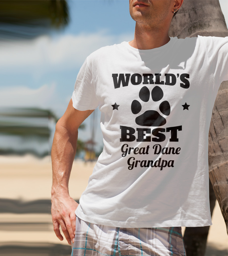 World's Best Great Dane Grandpa Paws And Stars T-Shirt