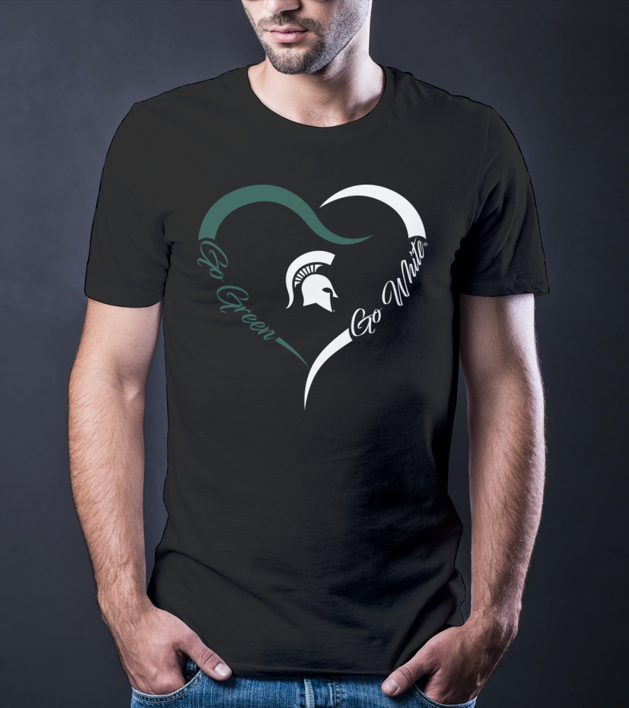 Michigan State Spartans Go Green Go White Heart T-Shirt