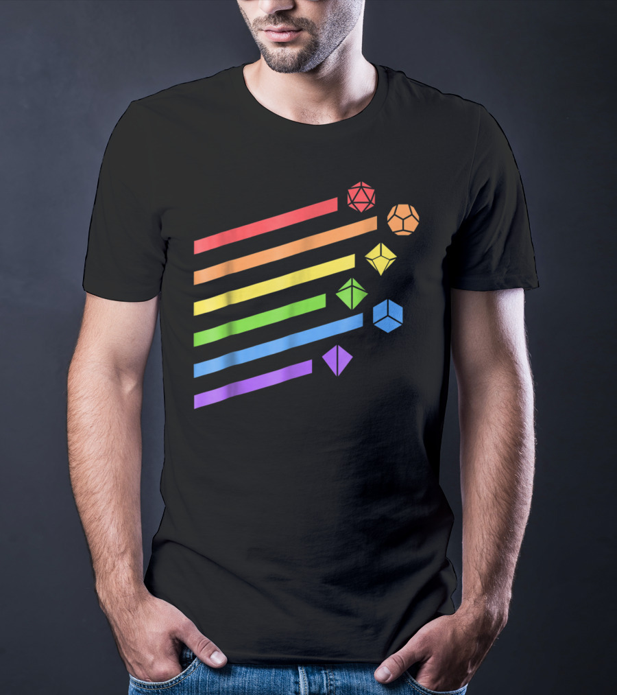 Polyhedral Dice Set Rainbow Colors Minimalist T-Shirt