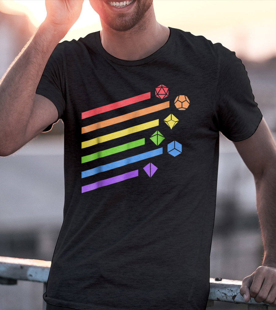 Polyhedral Dice Set Rainbow Colors Minimalist T-Shirt