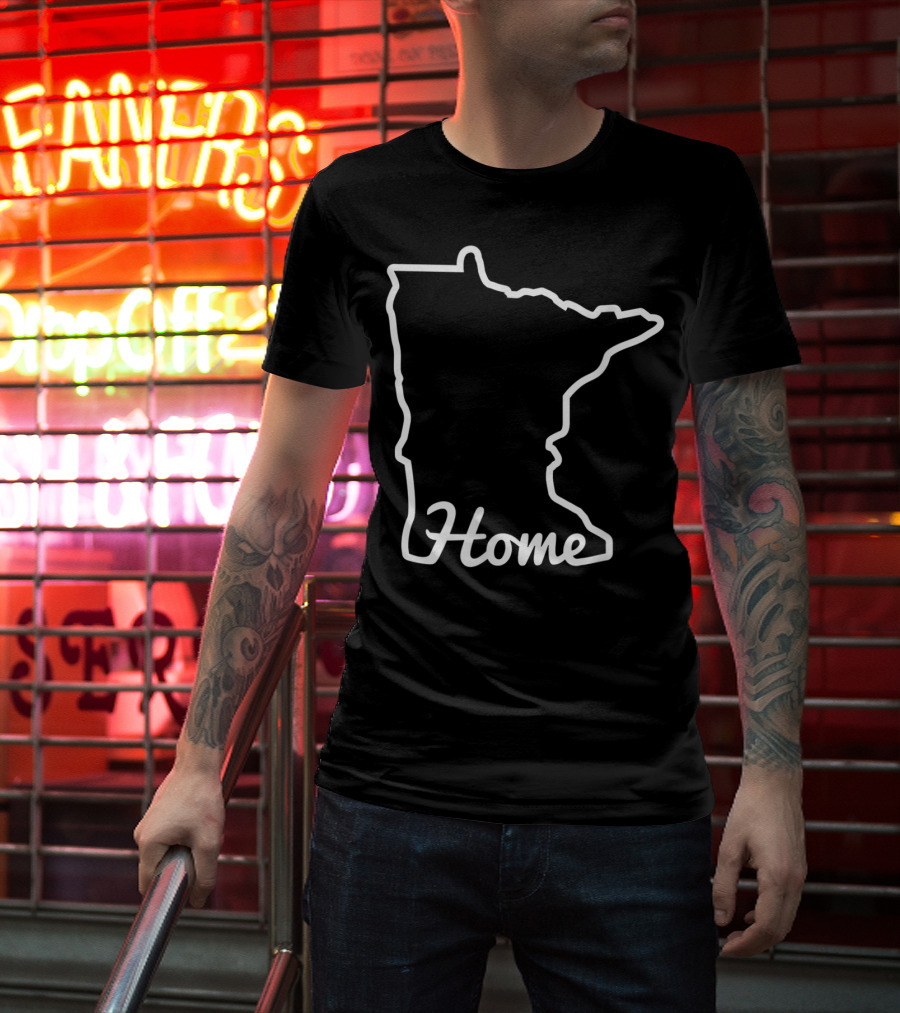 Minnesota Home Map State Outline Native Minnesotan T-Shirt