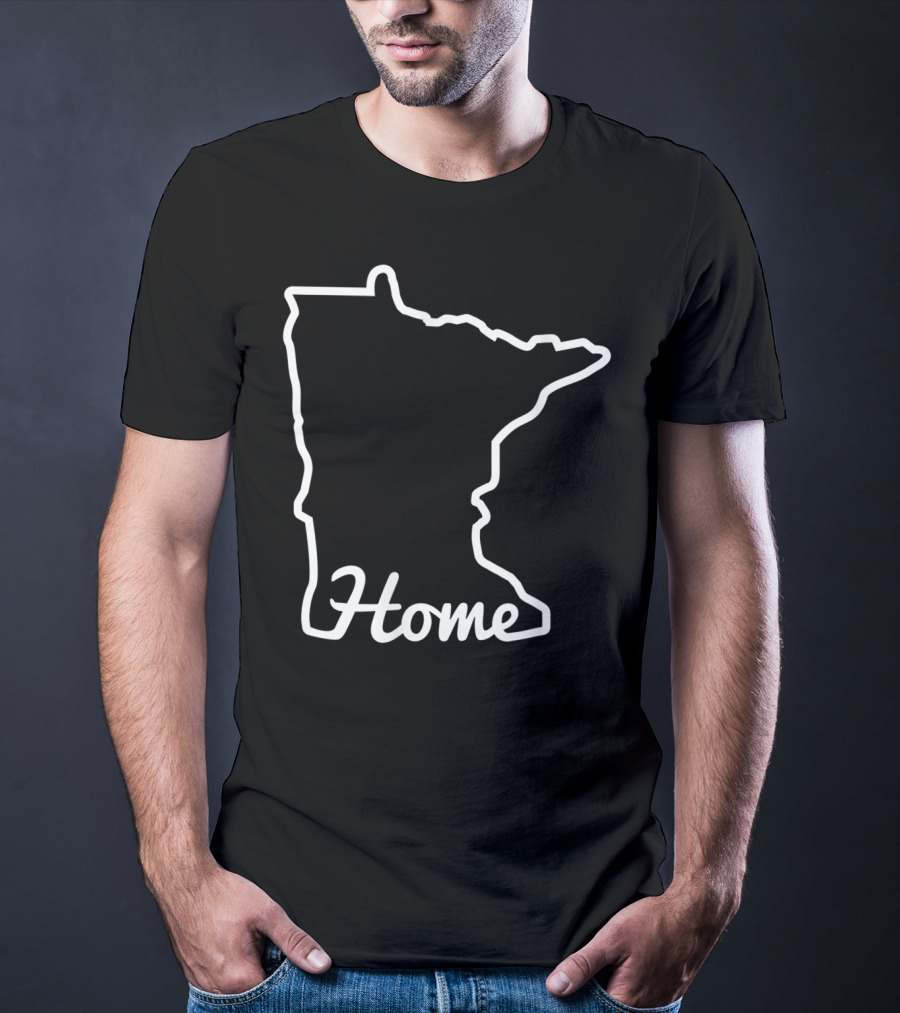 Minnesota Home Map State Outline Native Minnesotan T-Shirt