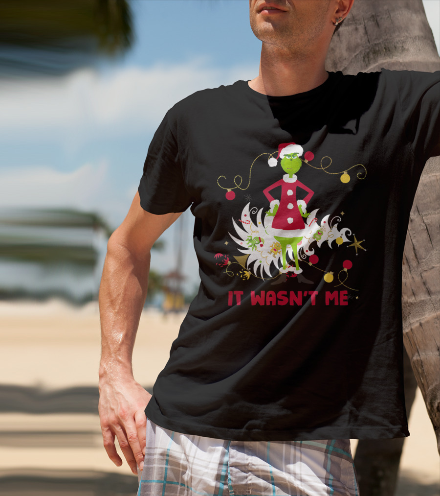 Drseuss The Grinch It Wasn't Me Santa Outfit Holiday Whimsy T-Shirt