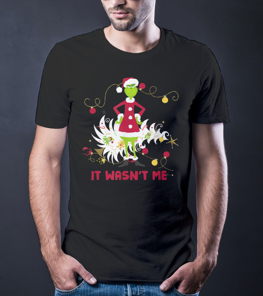 Drseuss The Grinch It Wasn't Me Santa Outfit Holiday Whimsy T-Shirt