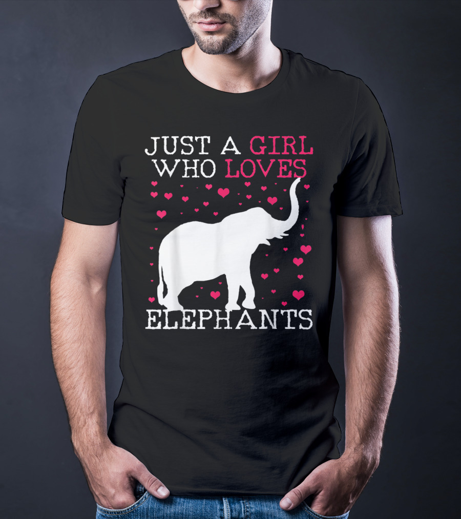 Just A Girl Who Loves Elephants With Heart Graphics T-Shirt