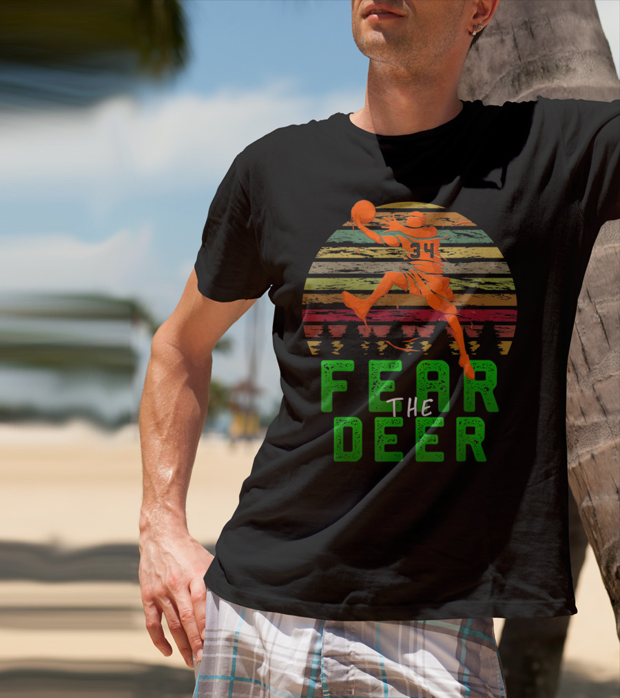 Fear The Deer Milwaukee Basketball Retro Sunset Jumper T-Shirt